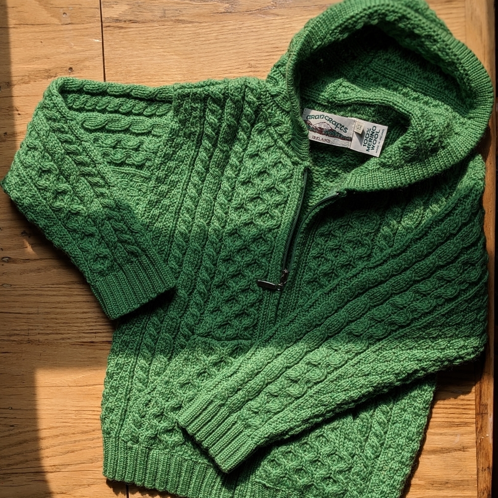 Aran Crafts 100% Marino Wool kids cardigan made in Ireland